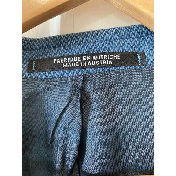 Baumler Mens Lambswool Herringbone Blazer Sport Coat Teal Blue Sz L Austria Made - Picture 3 of 15